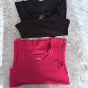 Time and Tru Women's Tank Tops - Black & Red (2-Pack) Large